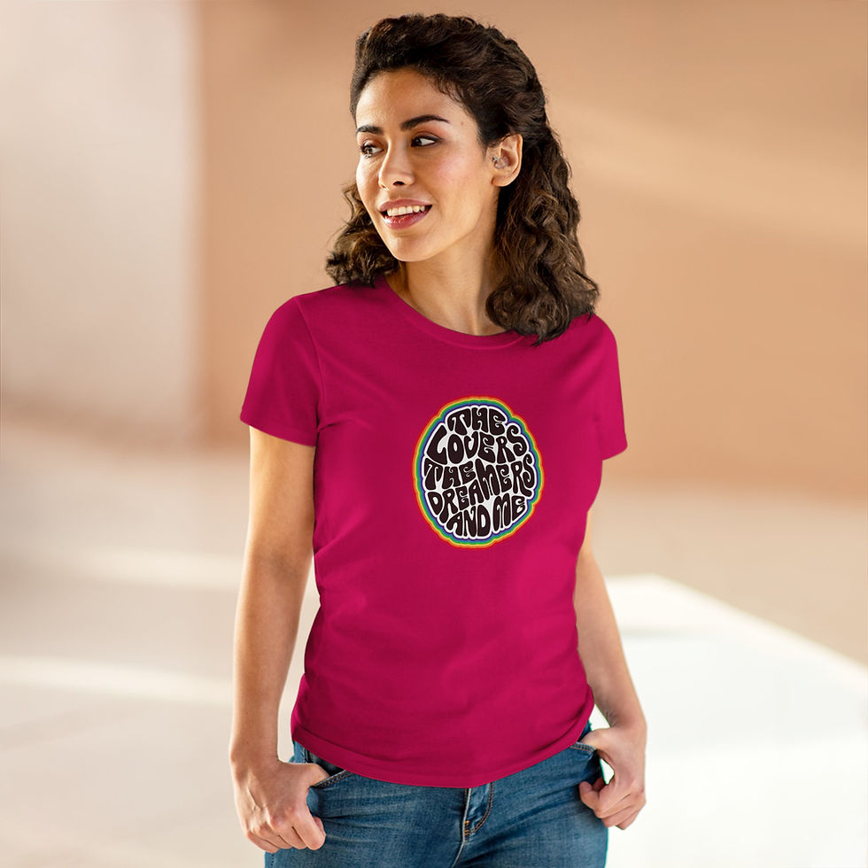Thumbnail: Women's Graphic Tee — Retro 'The Lovers, The Dreamers and Me' Word Art