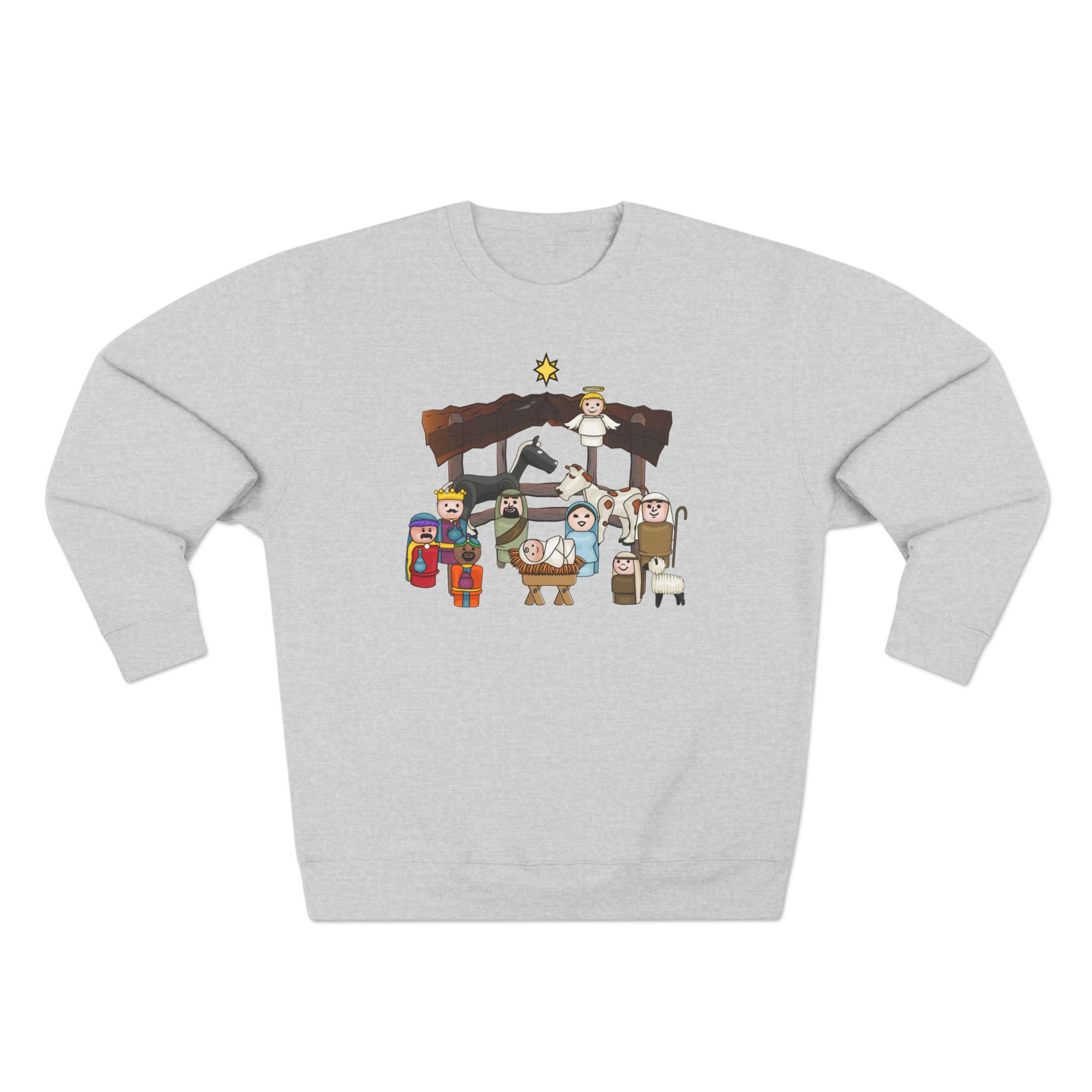 Little Christmas Toy Nativity Unisex Crewneck Sweatshirt, Holiday Cute Nativity