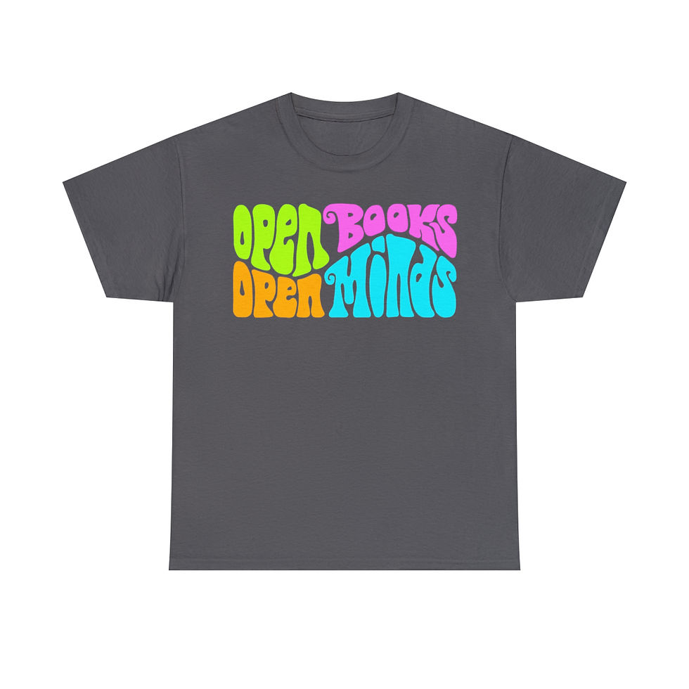 Thumbnail: Open Books Open Minds Word Art Unisex Heavy Cotton Tee