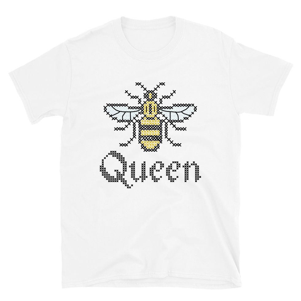Thumbnail: Queen Bee Cross Stitch - Short-Sleeve Unisex T-Shirt