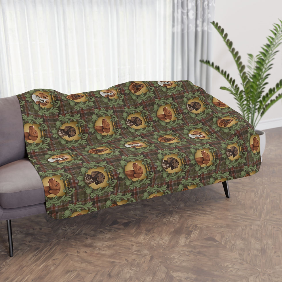 Thumbnail: Hunting Dogs on Plaid Tan Sherpa Blanket