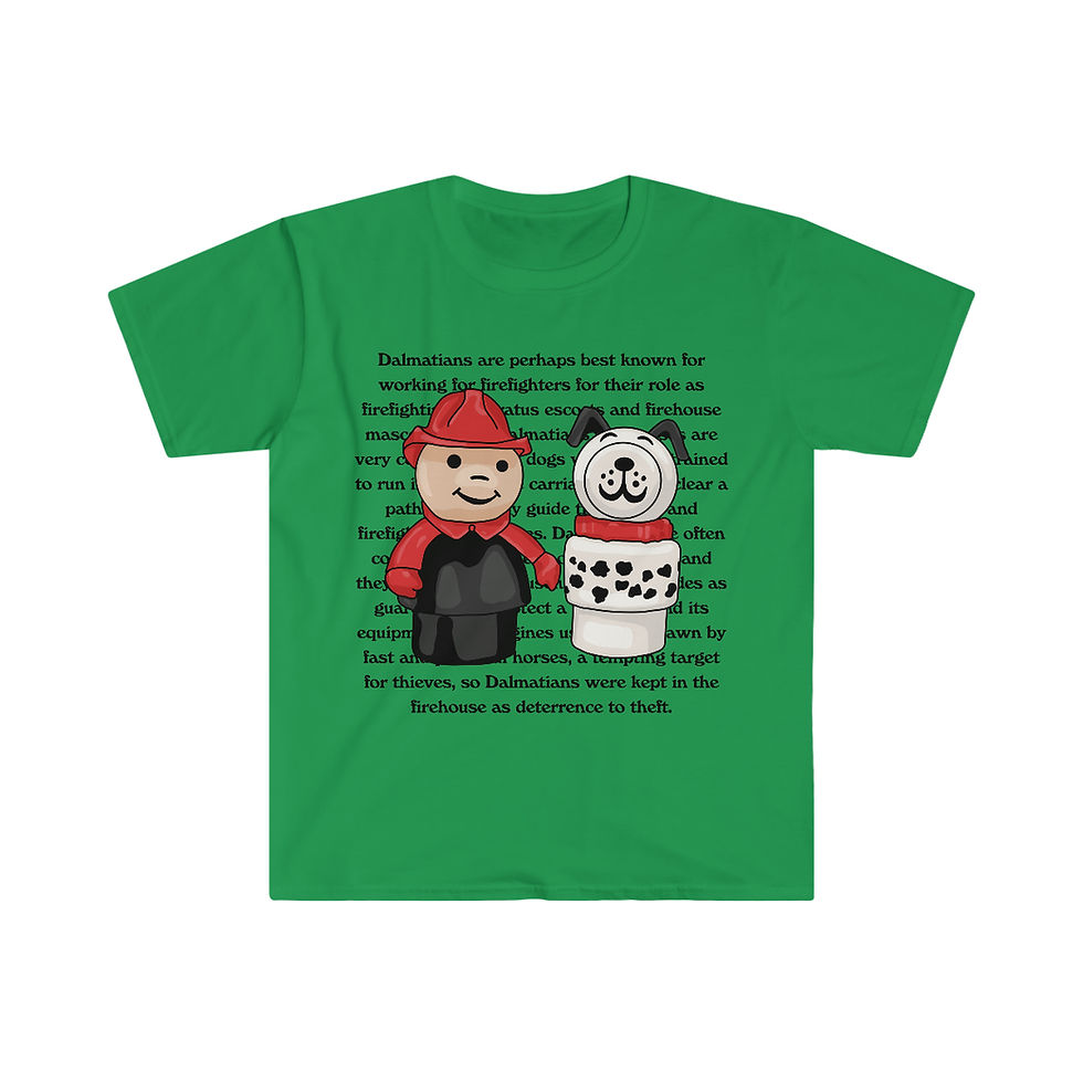 Thumbnail: Little People Fire Fighter and Dalmatian Unisex Softstyle T-Shirt