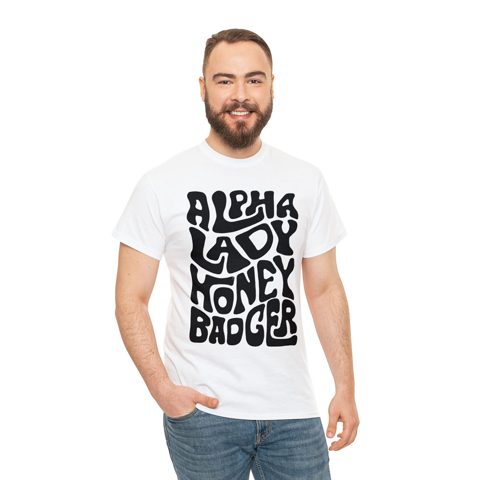 Thumbnail: Alpha Lady Honey Badger Word Art Unisex Heavy Cotton Tee