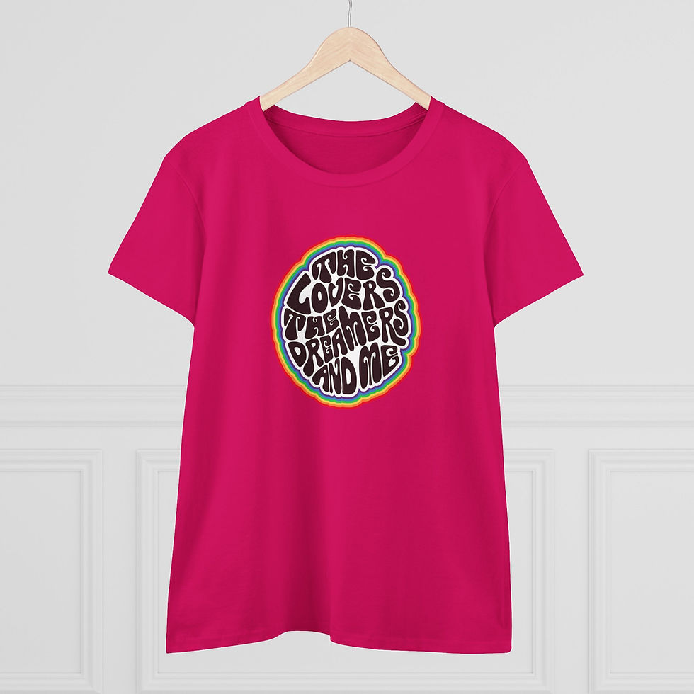 Thumbnail: Women's Graphic Tee — Retro 'The Lovers, The Dreamers and Me' Word Art