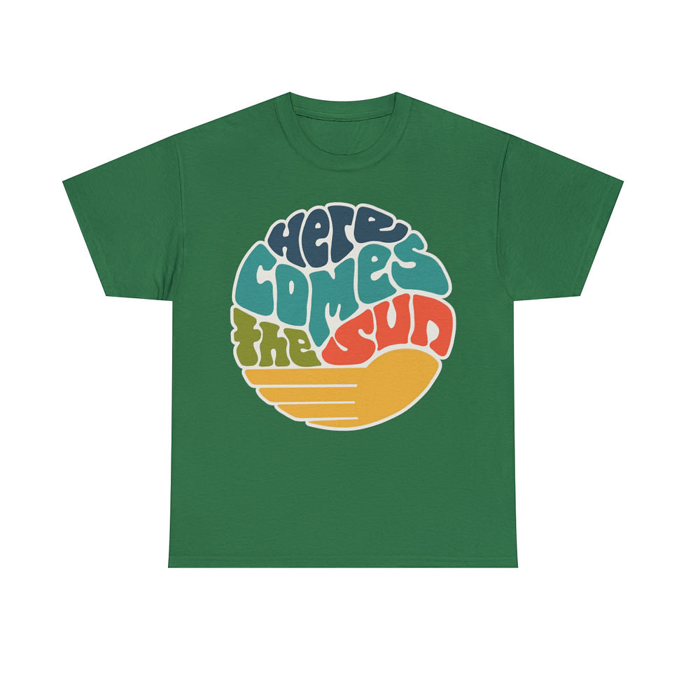 Thumbnail: Here Comes the Sun Groovy Word Art Unisex Heavy Cotton Tee