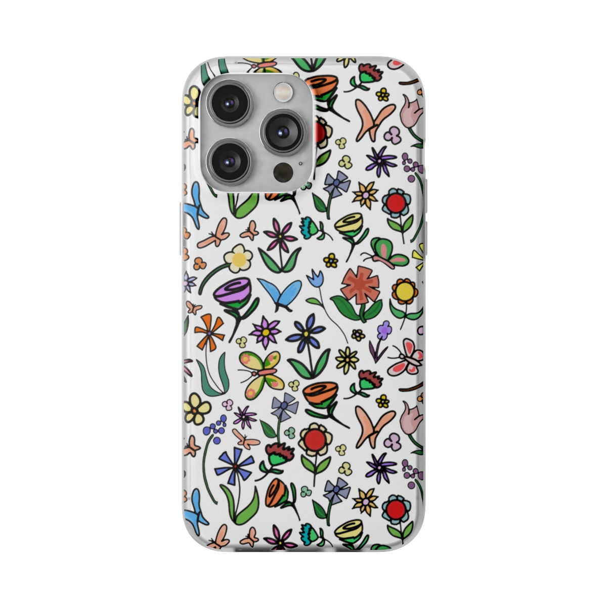 Cute Cartoon Flowers and Butterflies Flexi Cases