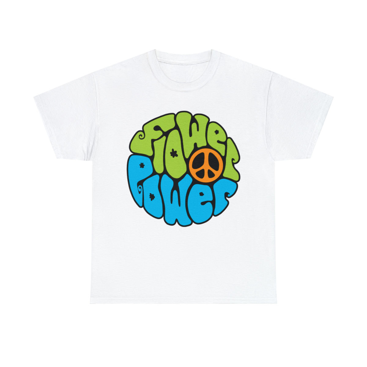 Flower Power Word Art Unisex Heavy Cotton Tee
