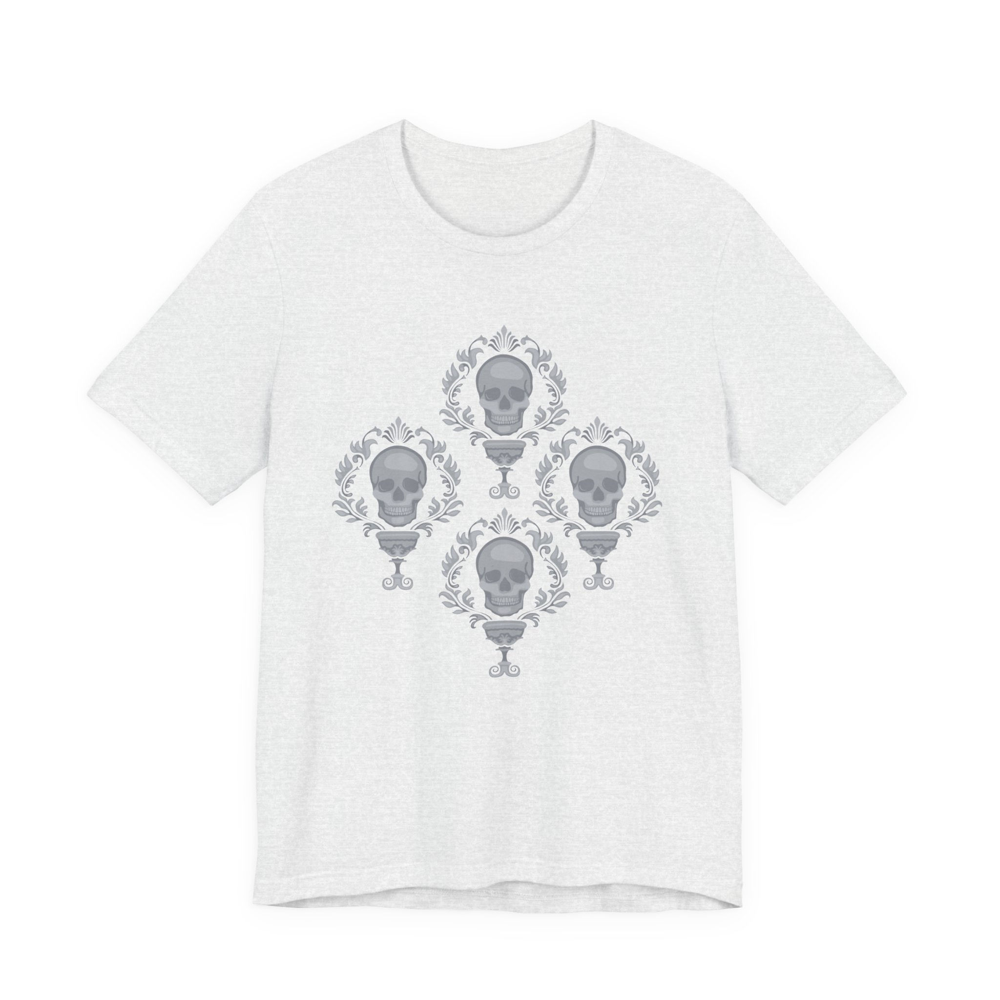 Fancy Skulls in Shades of Gray - Unisex Graphic Print T-Shirt