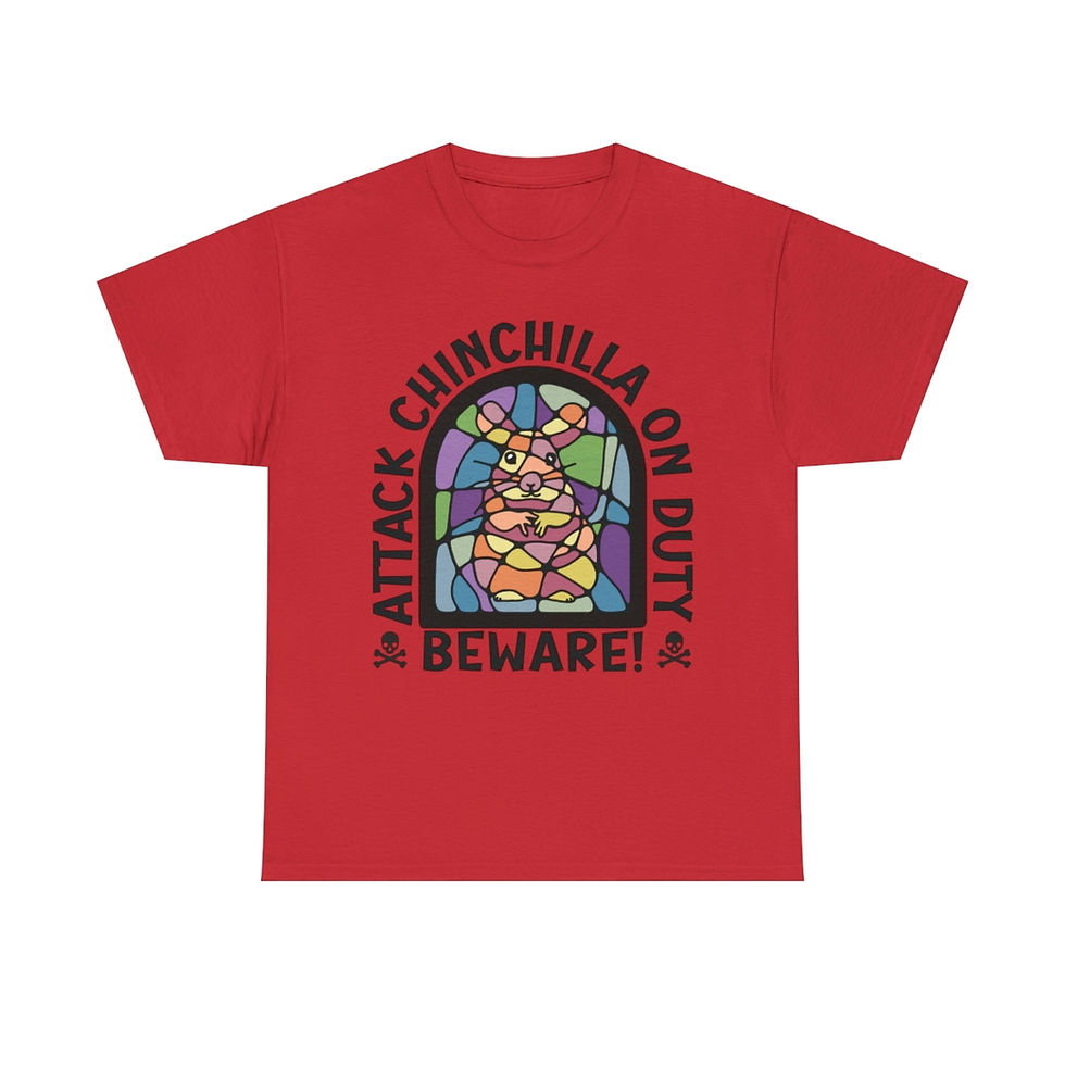 Thumbnail: Beware! Attack Chinchilla On Duty Unisex Heavy Cotton Tee