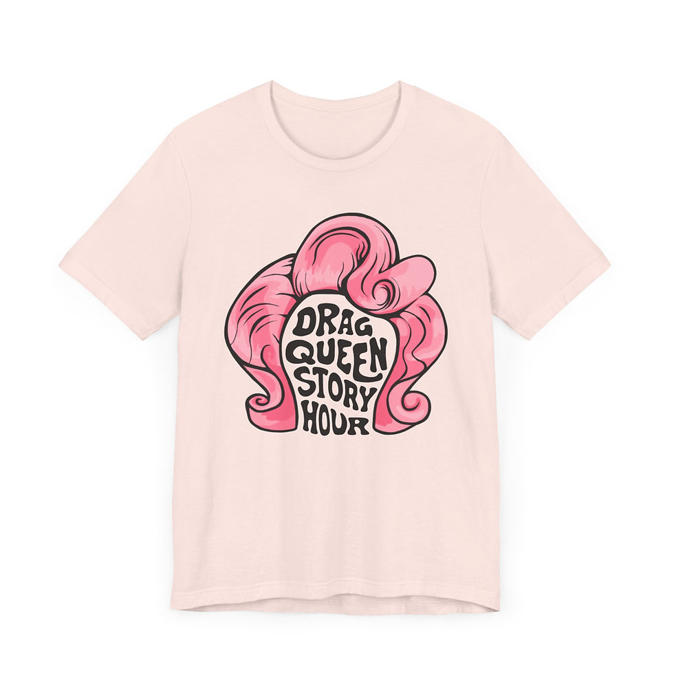 Thumbnail: Drag Queen Story Hour (large pink wig) Unisex Jersey Short Sleeve Tee