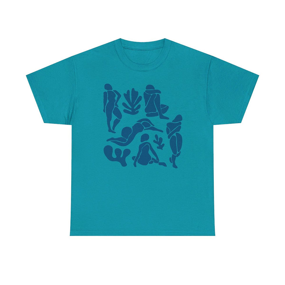 Thumbnail: Blue Matisse Inspired Women Cutouts Unisex Heavy Cotton Tee