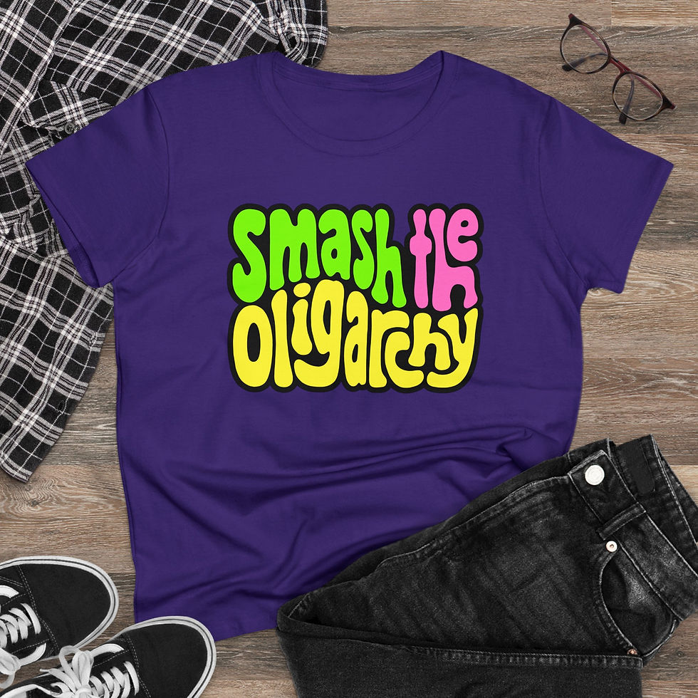 Thumbnail: Smash the Oligarchy Word Art Women's Midweight Cotton Tee