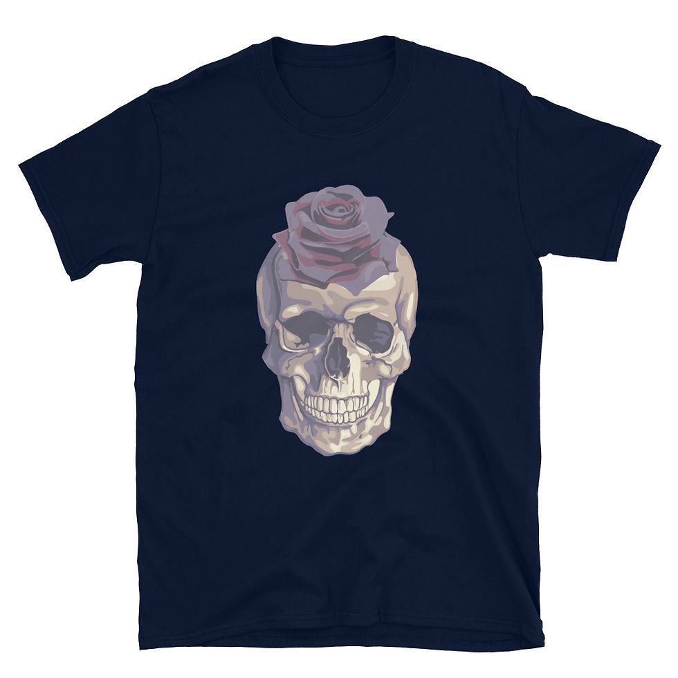 Thumbnail: Skull With Flower Head Short-Sleeve Unisex T-Shirt