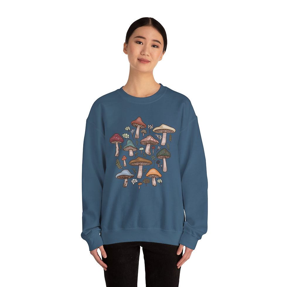 Thumbnail: Wild Mushrooms in Cottage Core Colors Unisex Heavy Blend™ Crewneck Sweatshirt