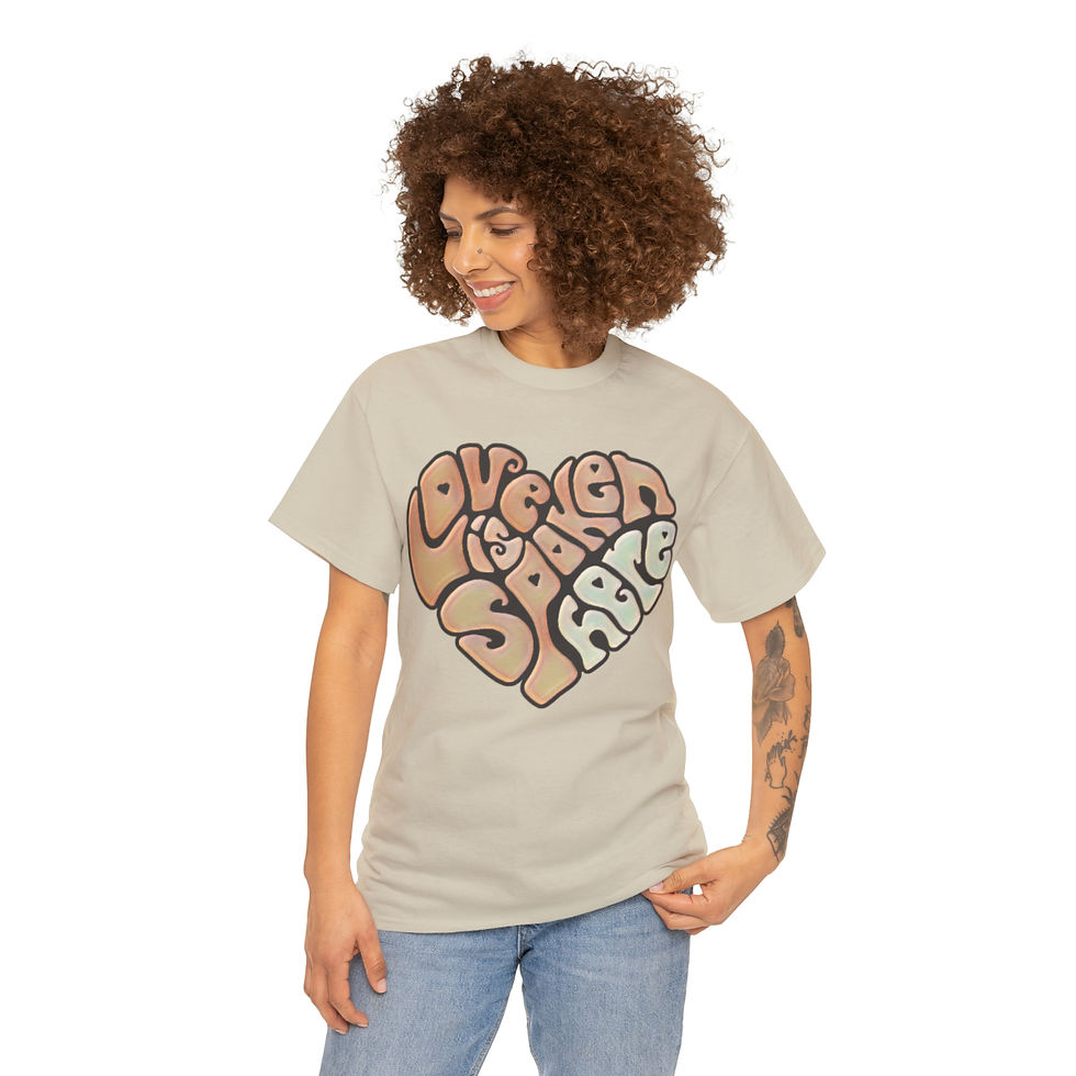 Thumbnail: Love Is Spoken Here Painted Word Art  Unisex Heavy Cotton Tee
