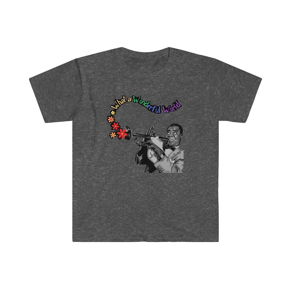 Thumbnail: Louis Armstrong Portrait And Quote Unisex Softstyle T-Shirt
