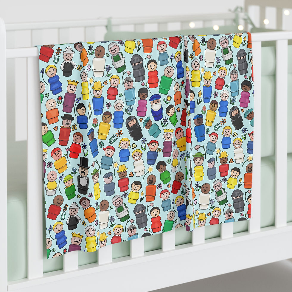 Thumbnail: Baby Swaddle Blanket Colorful Little People Swaddle for Newborns & Baby Showers