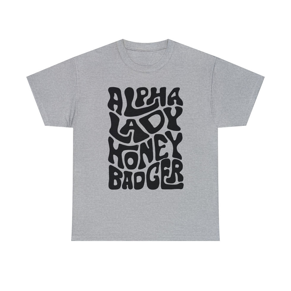 Thumbnail: Alpha Lady Honey Badger Word Art Unisex Heavy Cotton Tee
