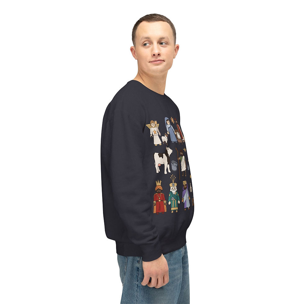 Thumbnail: Nativity Scene Crewneck Sweatshirt — Cute Minimal Christmas Nativity Characters