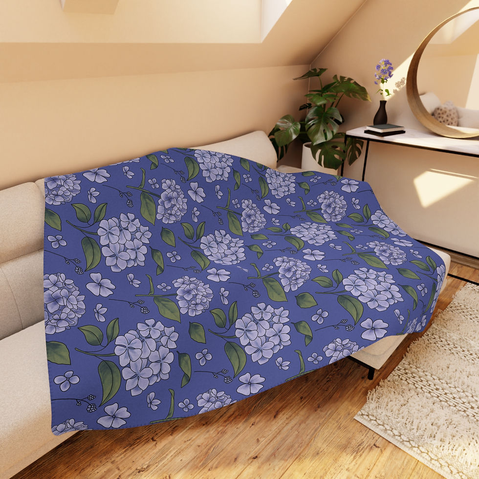 Thumbnail: Hydrangea Floral Sherpa Blanket — Soft Tan Reversible Throw