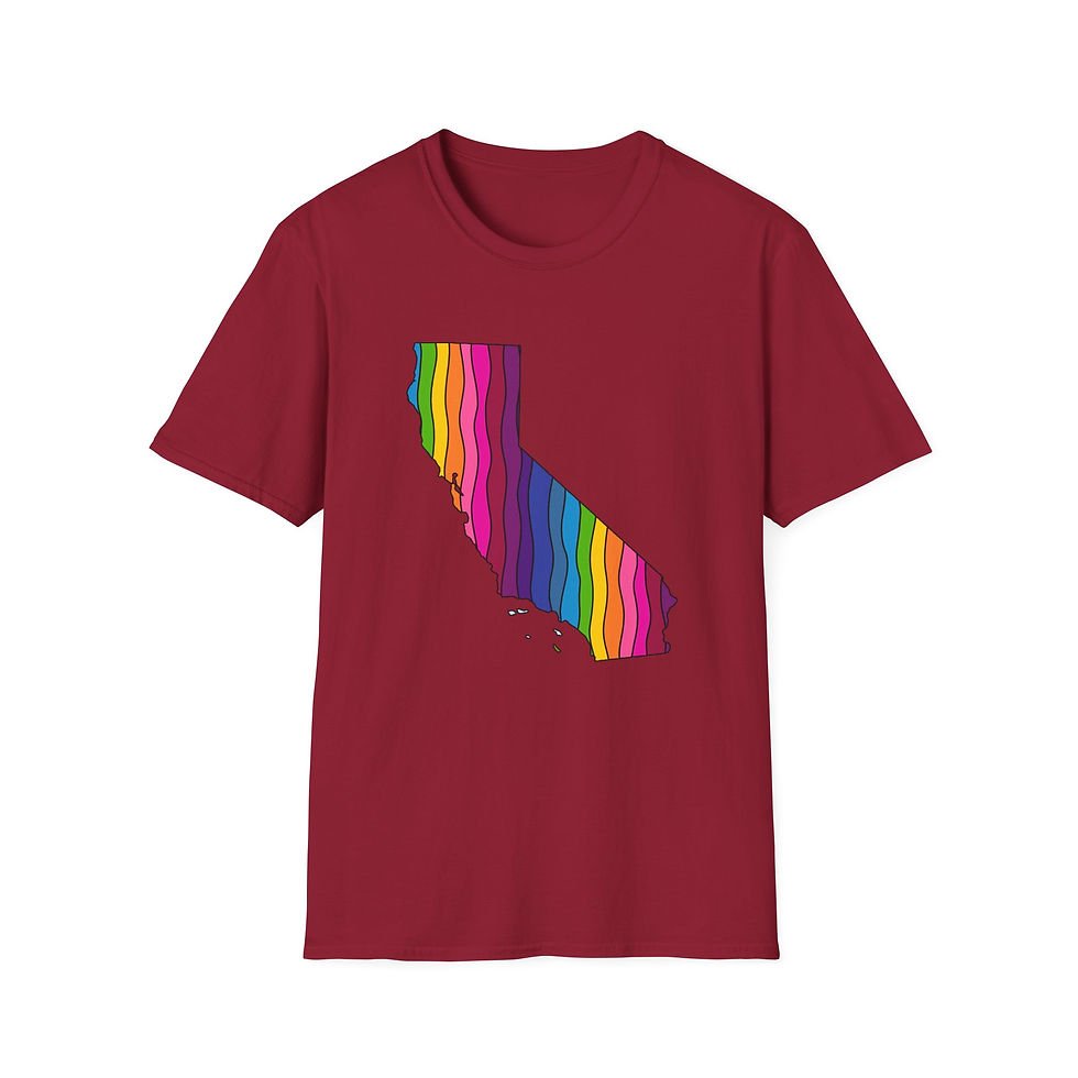 Thumbnail: California Rainbow T-Shirt — Wavy Striped State Design