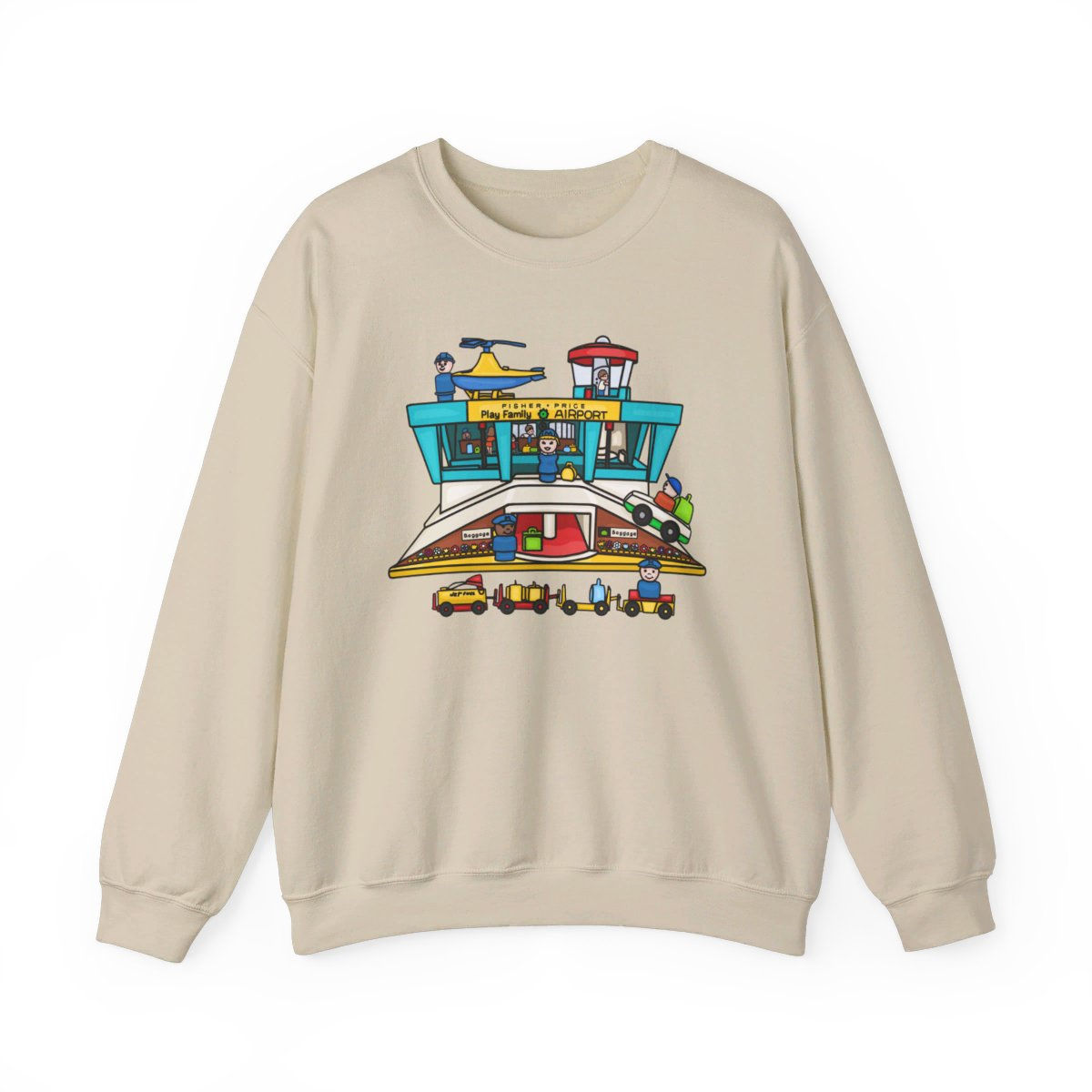  Little People Airport Drawing - Unisex Heavy Blend™ Crewneck Sweatshirt