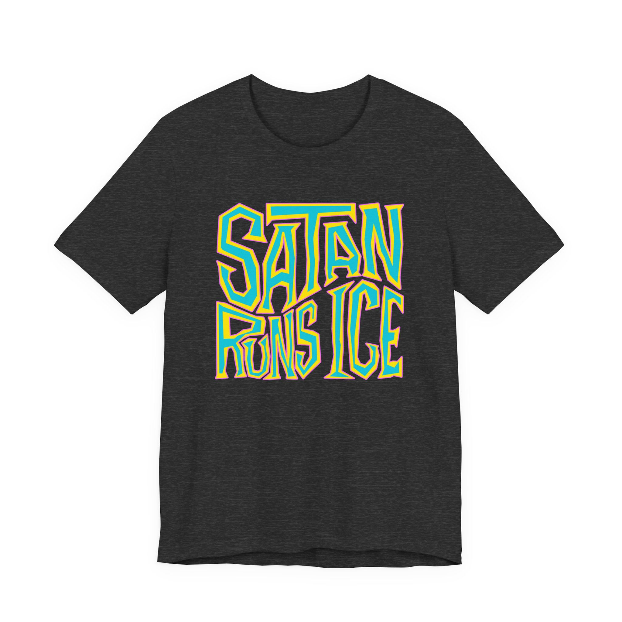 Satan Runs ICE Word Art Unisex Graphic Print T-Shirt