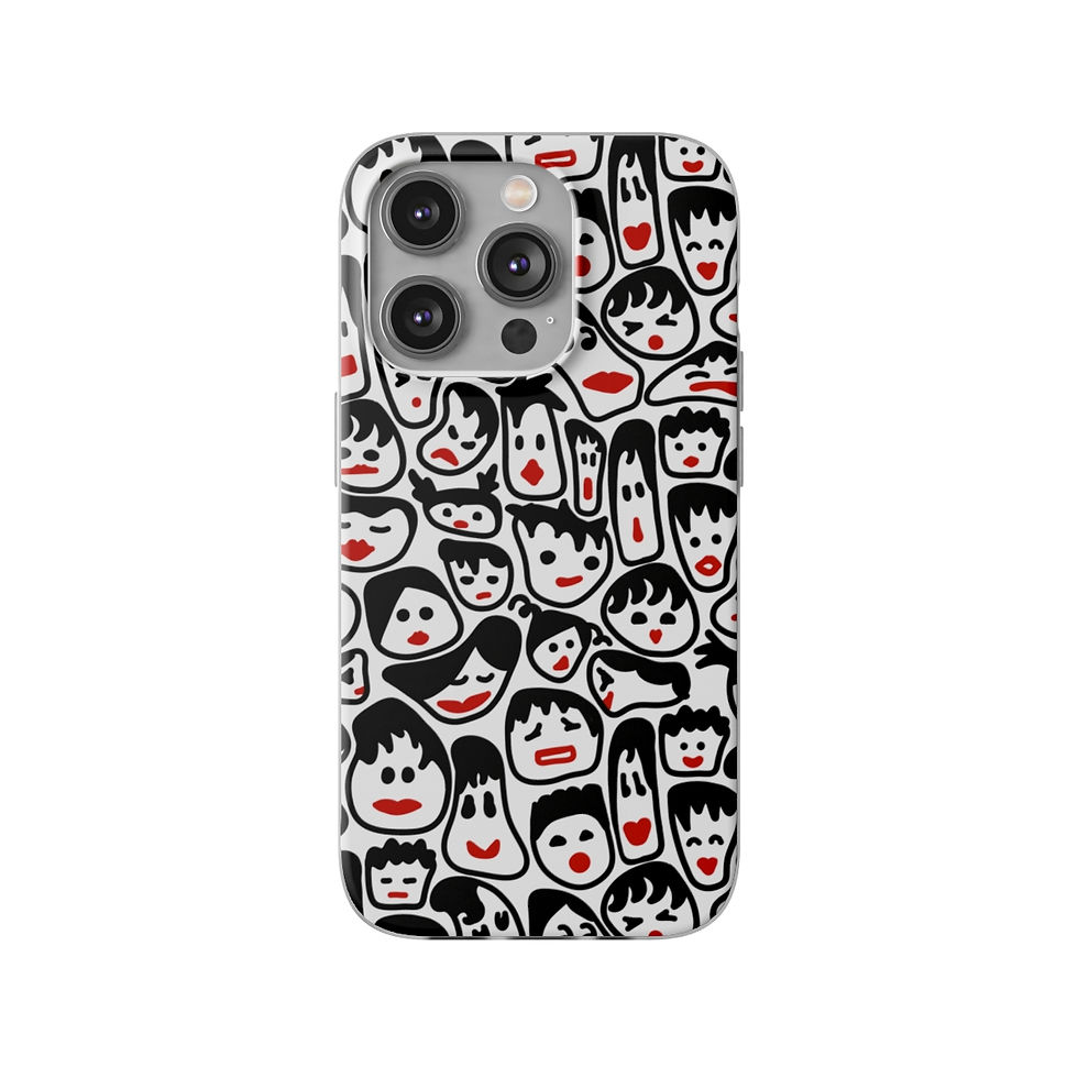 Thumbnail:  Wonky Faces With Red Lips All Over Print Flexi Cases