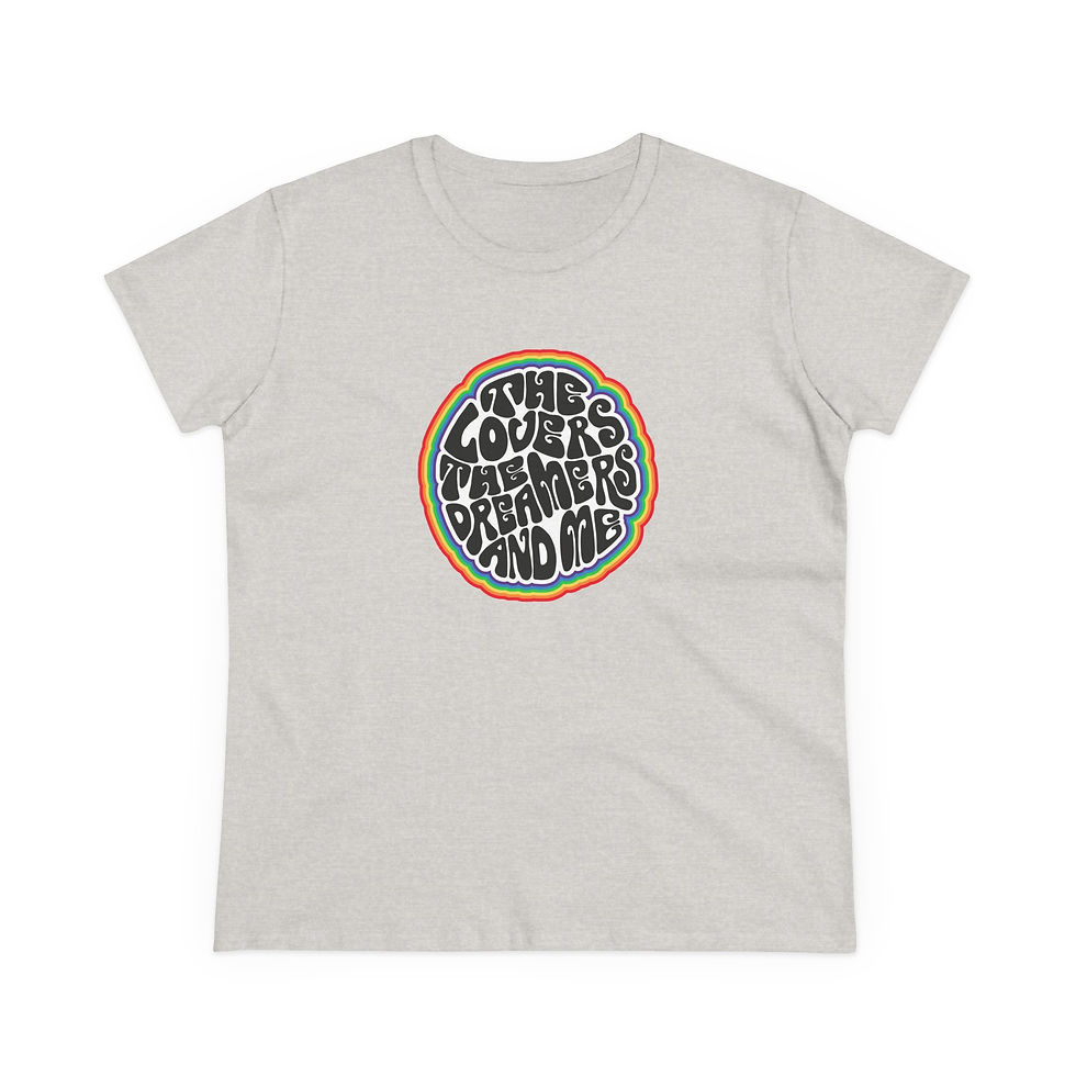Thumbnail: Women's Graphic Tee — Retro 'The Lovers, The Dreamers and Me' Word Art