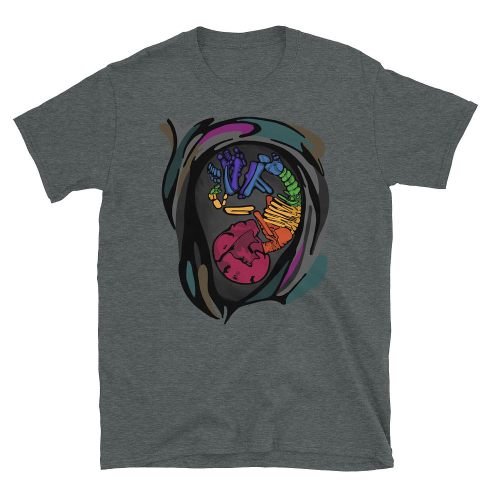 Thumbnail: Fetal Skeleton - Born This Way - Short-Sleeve Unisex T-Shirt