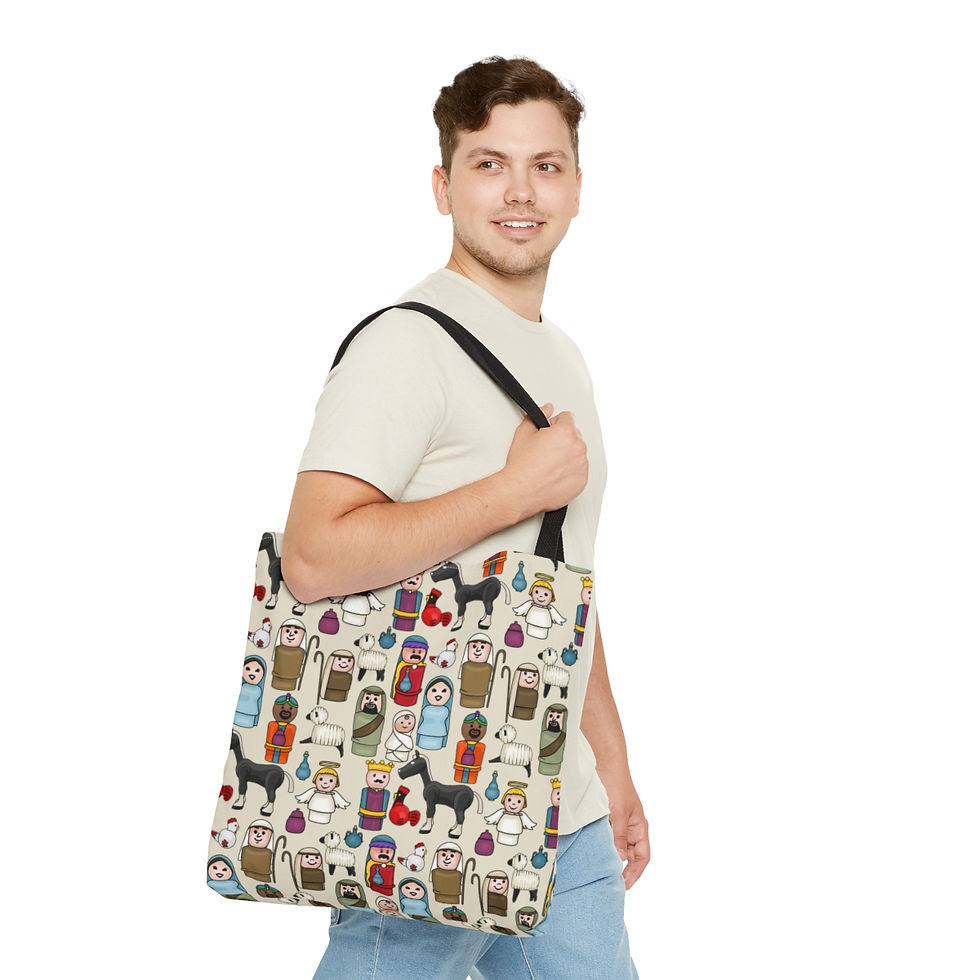 Thumbnail: Little Round People Nativity Tote Bag (AOP)