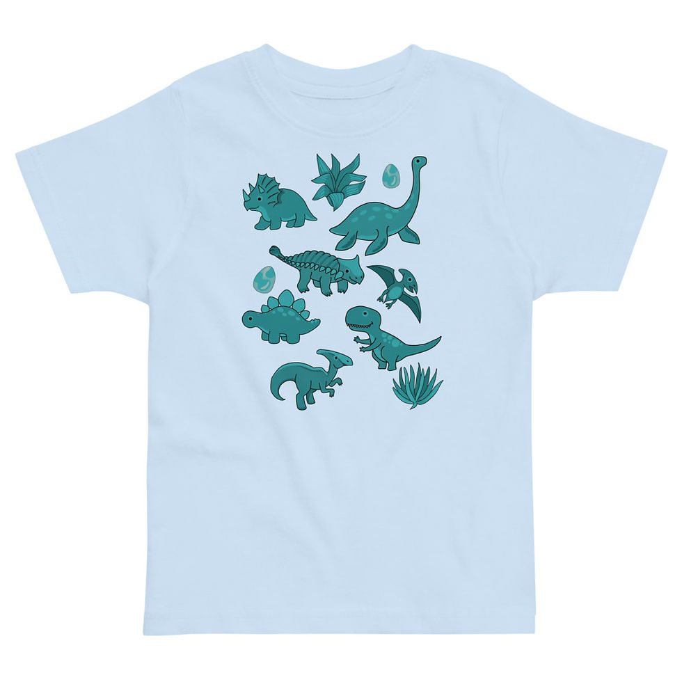 Thumbnail: Teal Dinosaurs Toddler jersey t-shirt