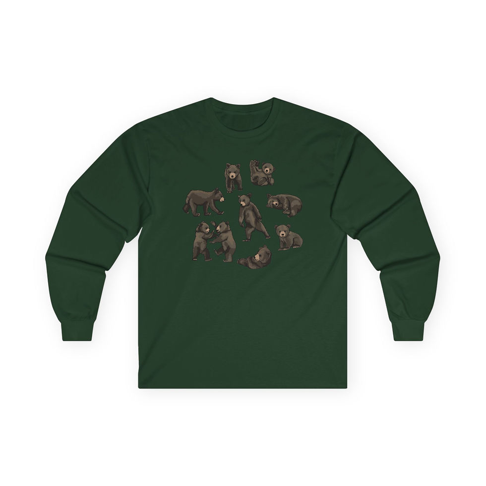 Thumbnail: Baby Bears Graphic Long Sleeve Tee, Nature Enthusiast, Cozy Family Outing Shirt