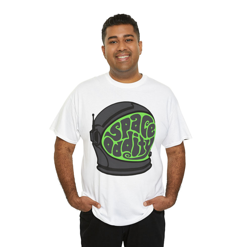 Thumbnail: Space Oddity Astronaut Helmet Word Art Unisex Heavy Cotton Tee