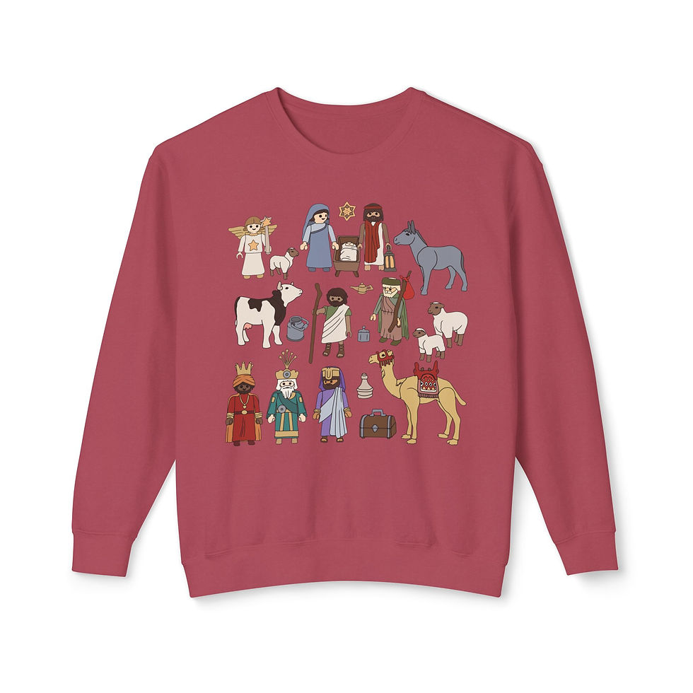 Thumbnail: Nativity Scene Crewneck Sweatshirt — Cute Minimal Christmas Nativity Characters