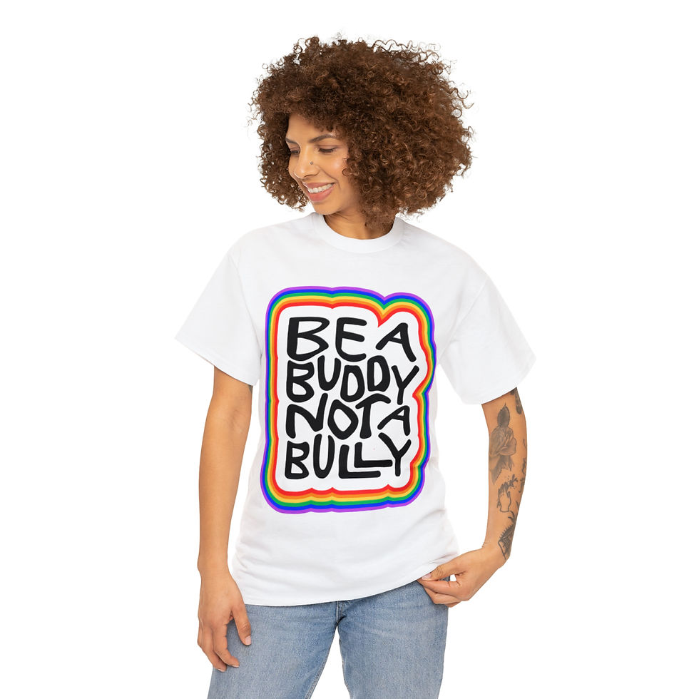 Thumbnail: Be A Buddy Not A Bully Word Art Unisex Heavy Cotton Tee