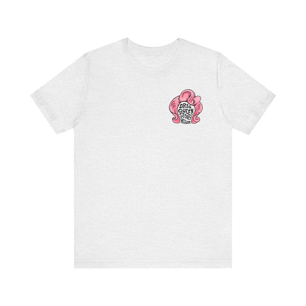 Thumbnail: Copy of Drag Queen Story Hour (small pink wig & QR code) Jersey Short Sleeve Tee