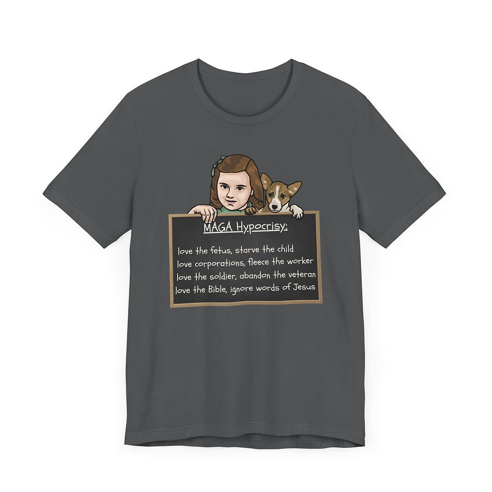 Thumbnail: MAGA Hypocrisy Unisex Graphic Print T-Shirt, Retro Vintage Vibes anti-republican