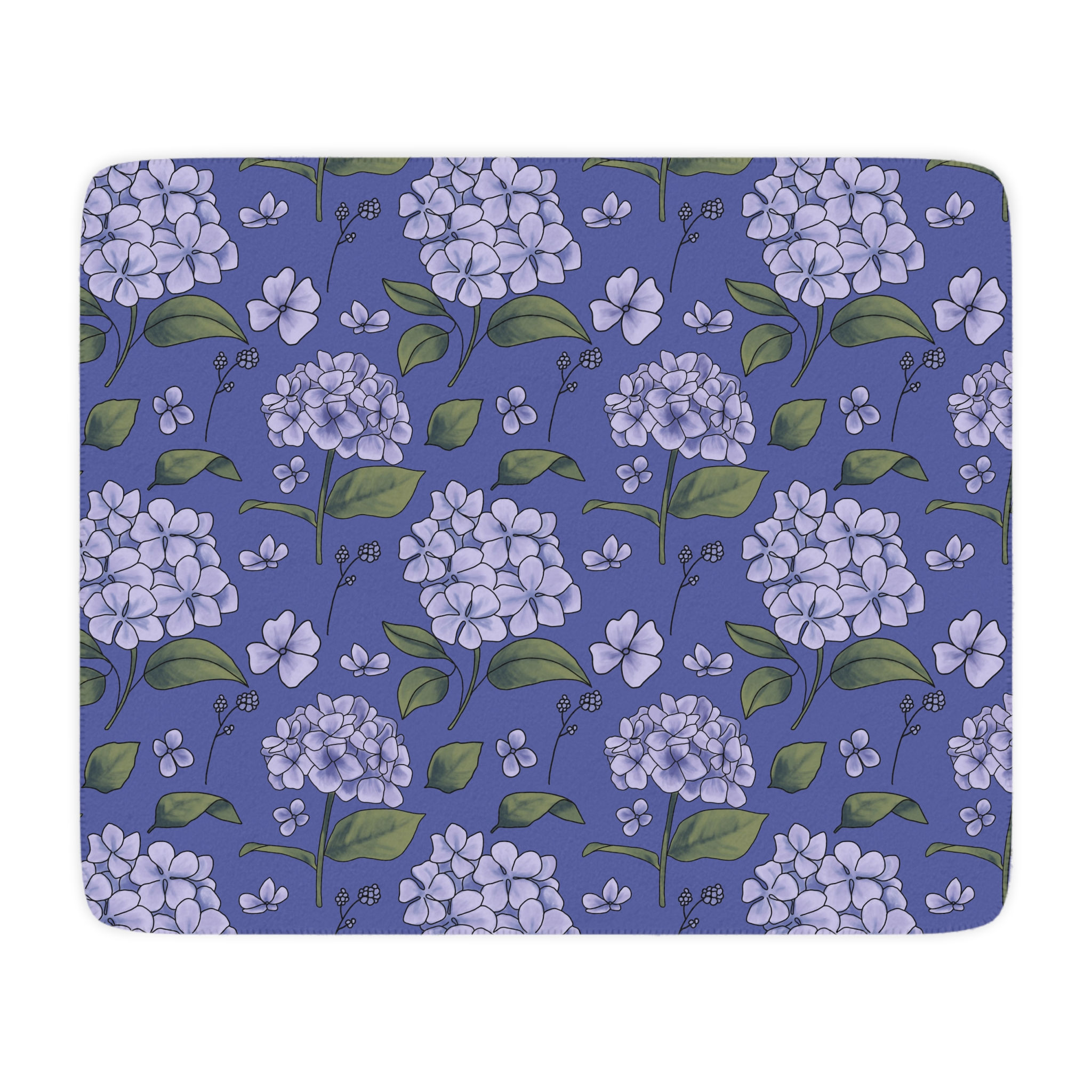 Hydrangea Floral Sherpa Blanket — Soft Tan Reversible Throw