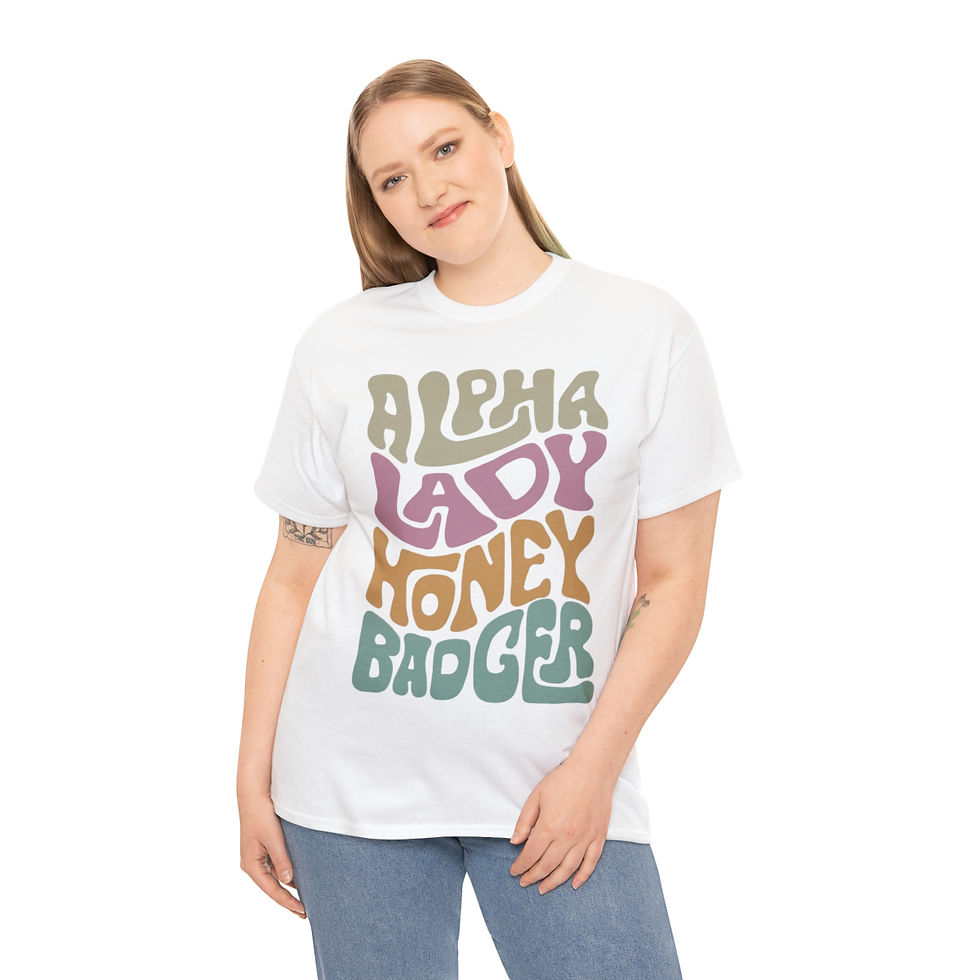 Thumbnail: Alpha Lady Honey Badger Word Art Unisex Heavy Cotton Tee