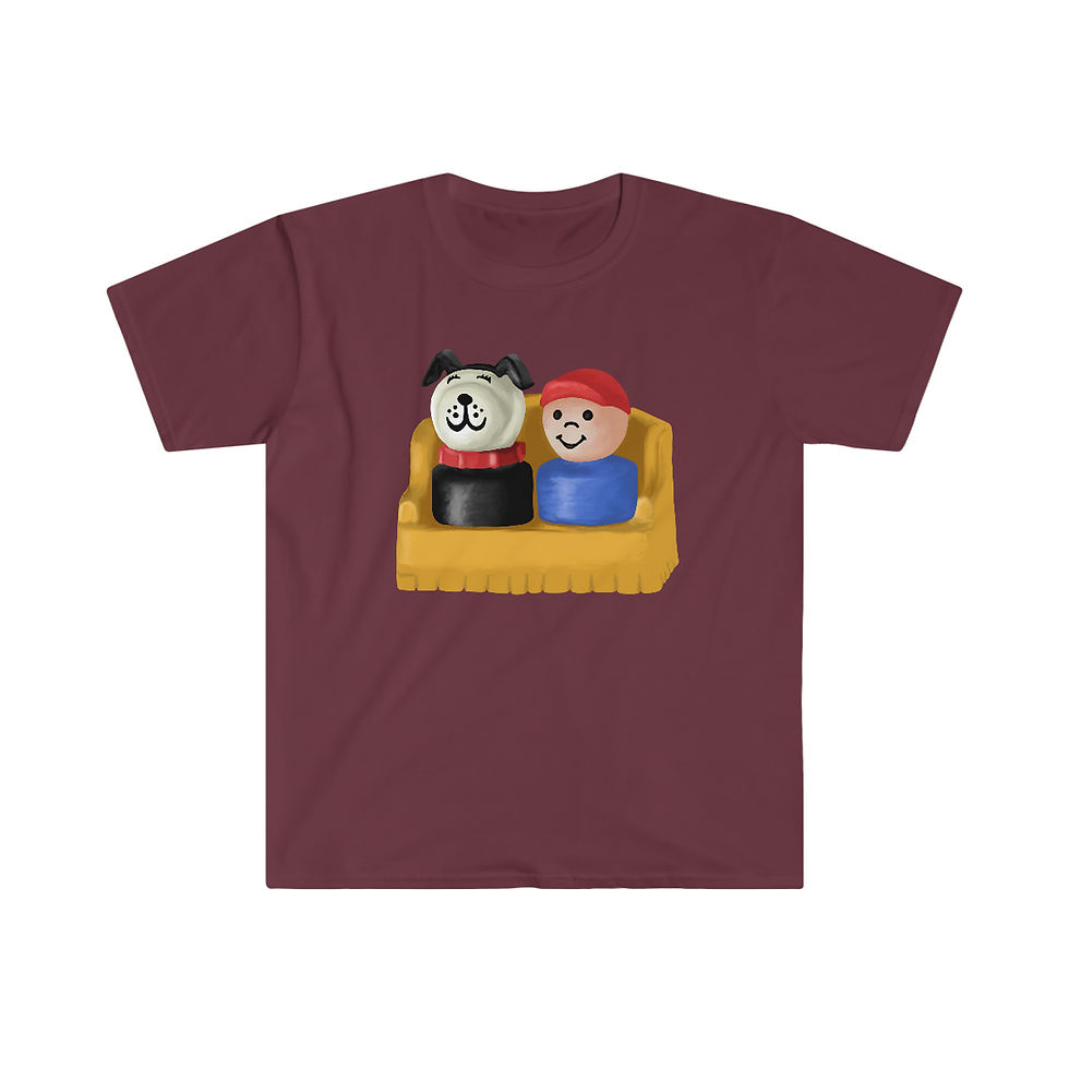 Thumbnail: Little People Boy and Puppy Painting Unisex Softstyle T-Shirt