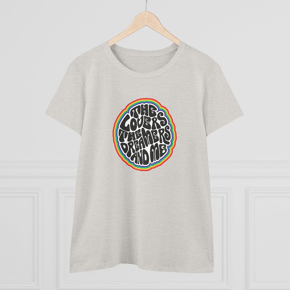 Thumbnail: Women's Graphic Tee — Retro 'The Lovers, The Dreamers and Me' Word Art