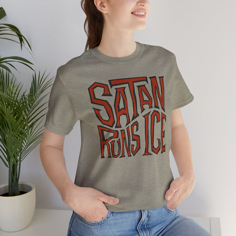 Thumbnail: Satan Runs ICE Word Art Unisex Graphic Print T-Shirt 