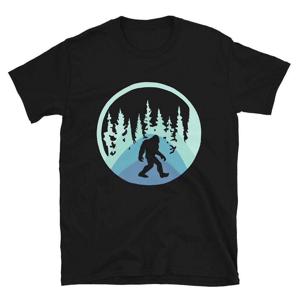 Thumbnail: Bigfoot in Teal Forest Short-Sleeve Unisex T-Shirt