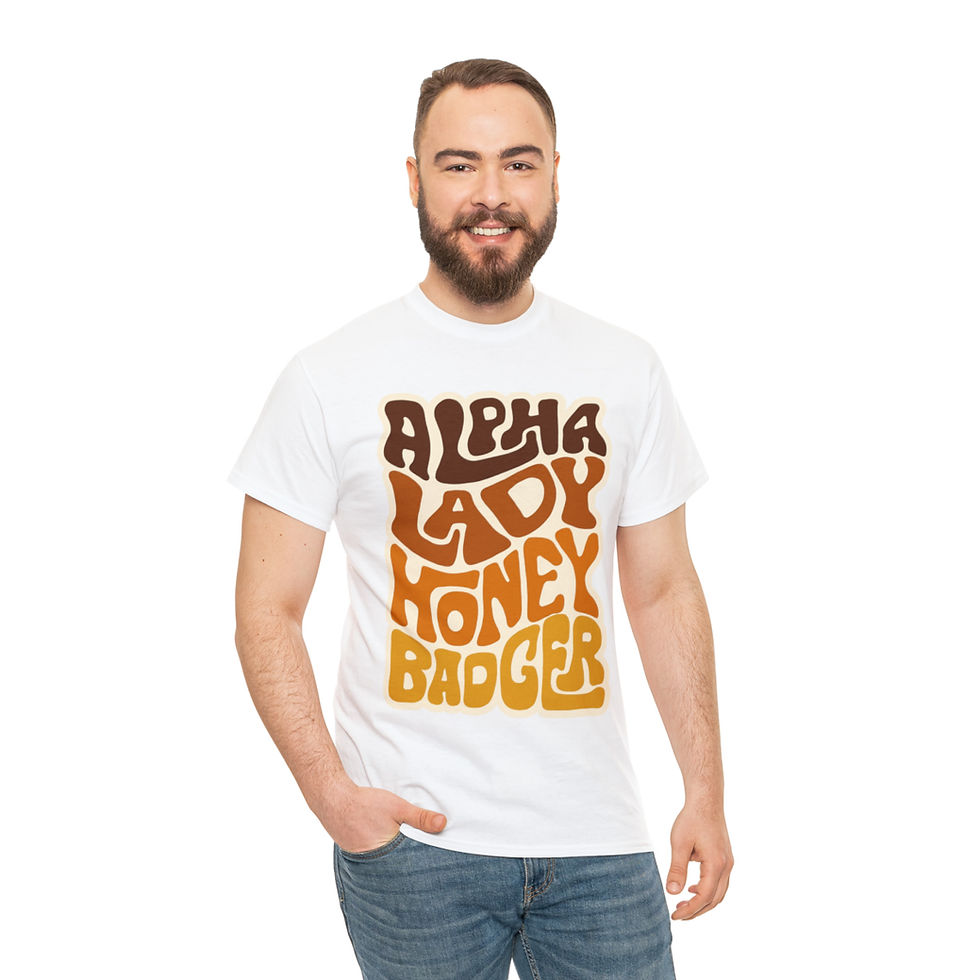 Thumbnail: Alpha Lady Honey Badger Word Art Unisex Heavy Cotton Tee