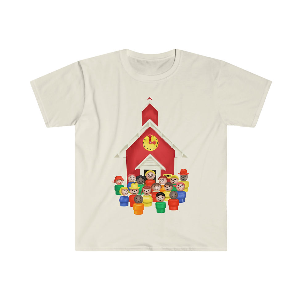 Thumbnail: Little People Schoolhouse Class Picture Unisex Softstyle T-Shirt