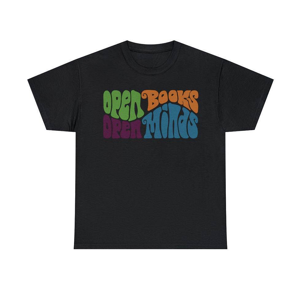 Thumbnail: Open Books Open Minds Word Art Unisex Heavy Cotton Tee