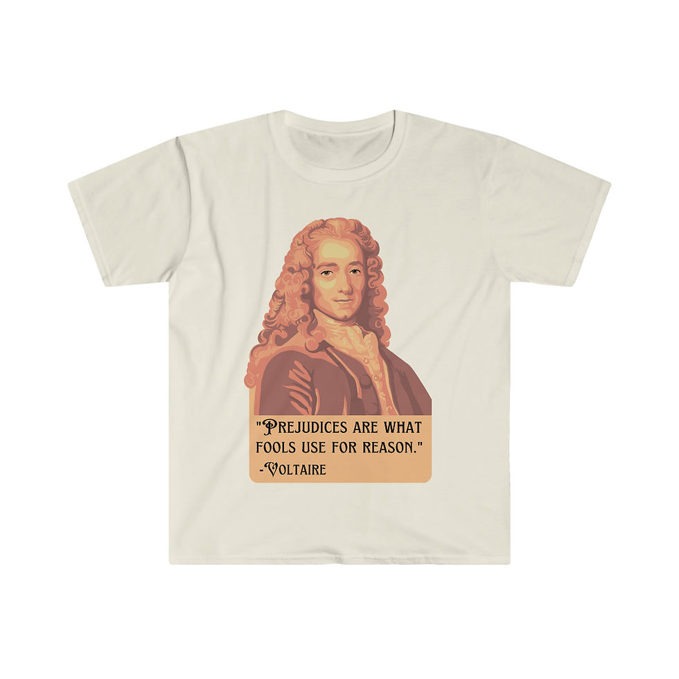 Thumbnail: Voltaire Portrait and Quote Unisex Softstyle T-Shirt