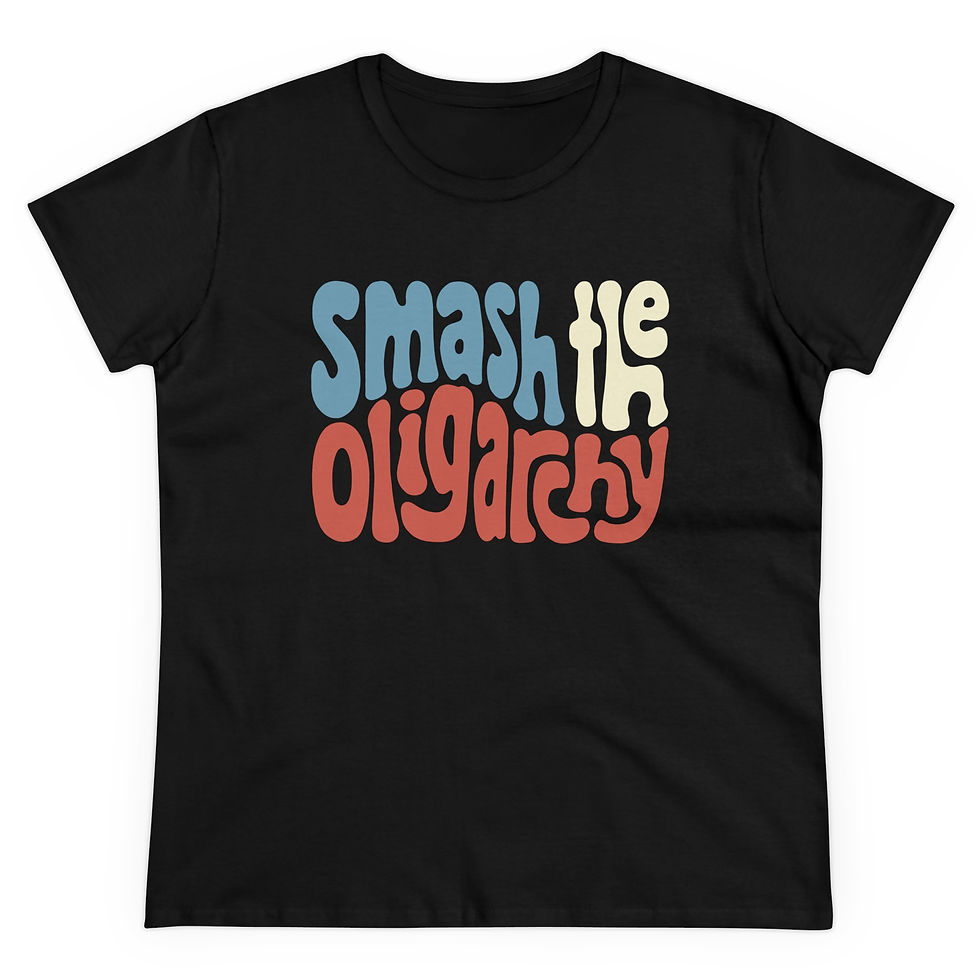 Thumbnail: Smash the Oligarchy Word Art Women's Midweight Cotton Tee
