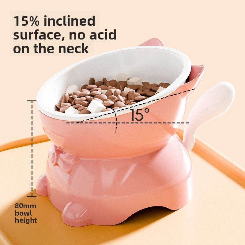 Thumbnail: Slanted Stainless Steel Cat Bowl with Anti-Spill Base